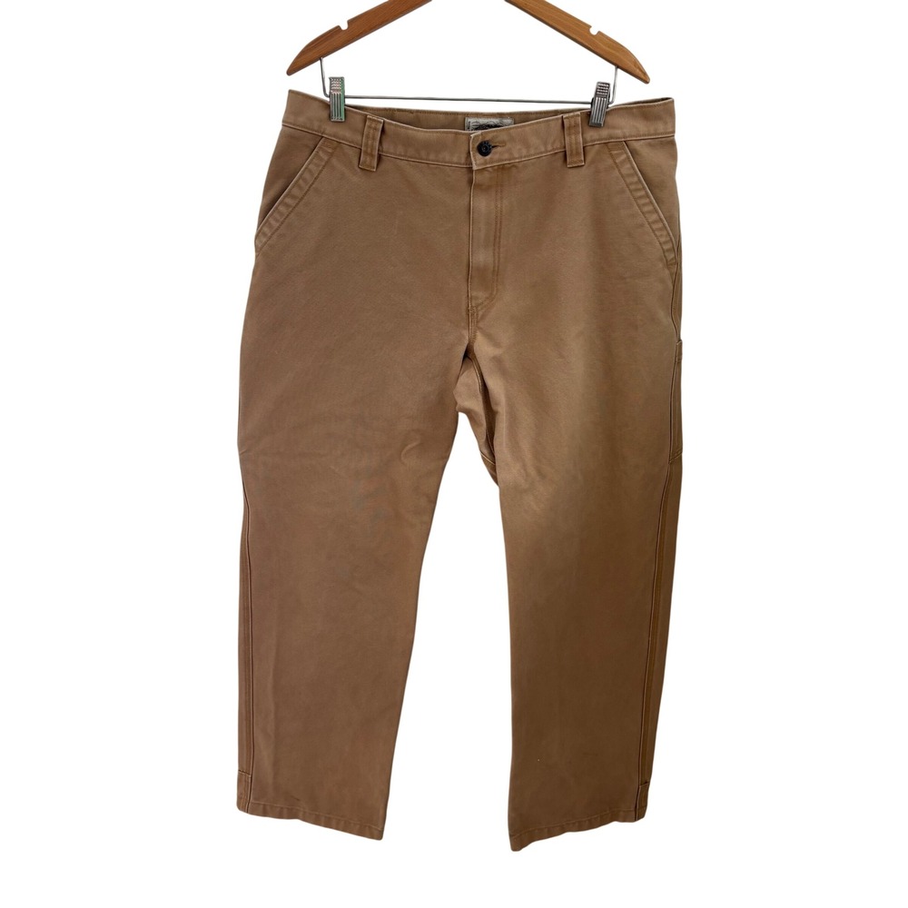 L.L. Bean Katahdin Iron Works Tan Heavy Canvas Utility Work Pants 38X32